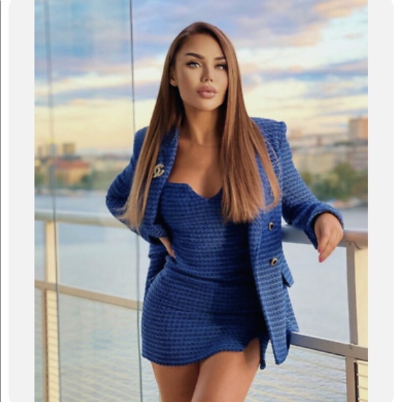 ZARA BLUE TEXTURED WEAVE TANK DRESS - Picture 4 of 9